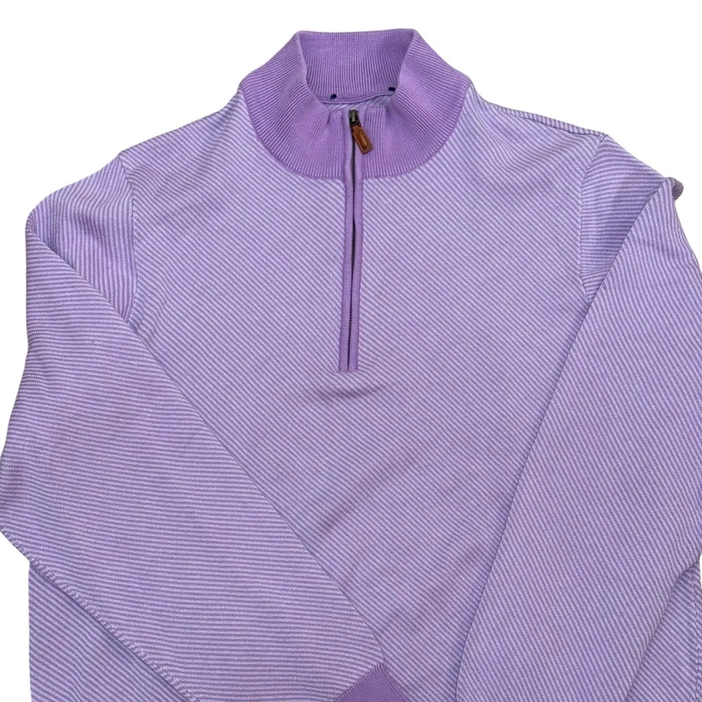 Vineyard Vines mens LARGE lavender purple half zip pullover sweater preppy knit